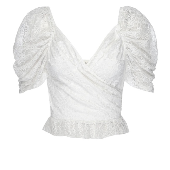 Nightcap Tops - NIGHTCAP BHLDN *Tiki* white lace bridal bachelorette crop top blouse XS S